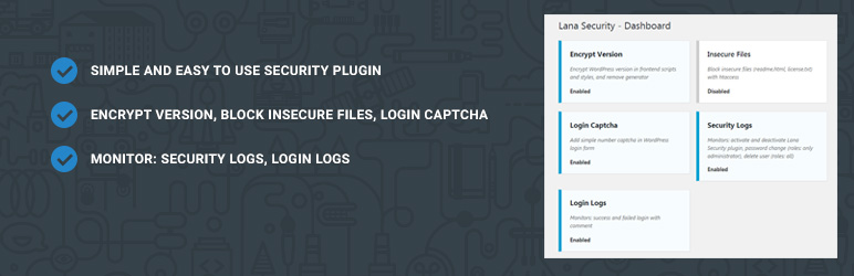 Lana Security Preview Wordpress Plugin - Rating, Reviews, Demo & Download