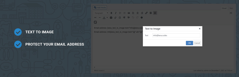 Lana Text To Image Preview Wordpress Plugin - Rating, Reviews, Demo & Download