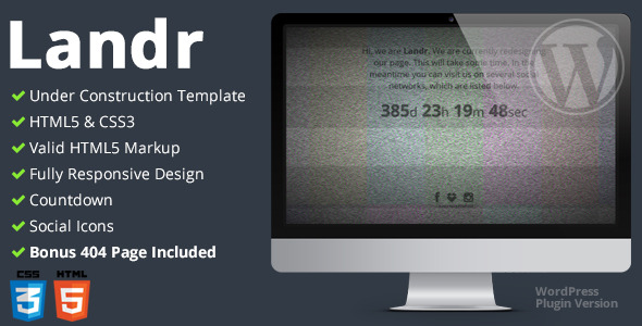 Landr – Responsive Coming Soon Page  Preview Wordpress Plugin - Rating, Reviews, Demo & Download