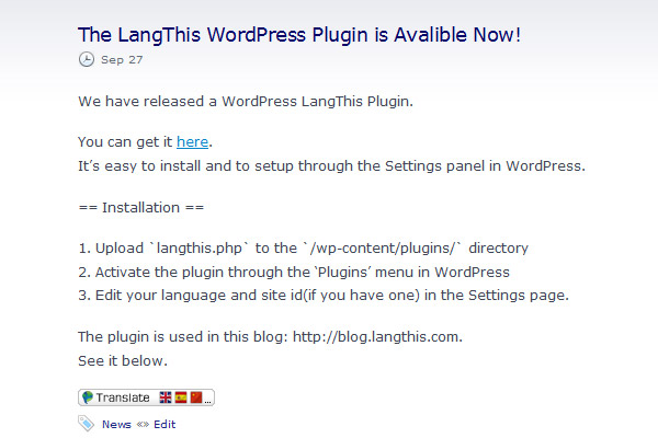 LangThis Preview Wordpress Plugin - Rating, Reviews, Demo & Download