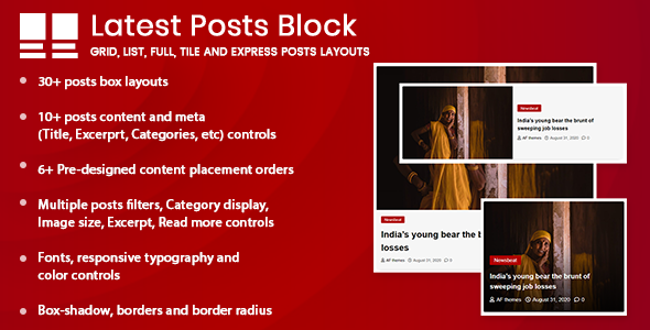 Latest Posts Block Plugin for Wordpress (Gutenberg) Preview - Rating, Reviews, Demo & Download