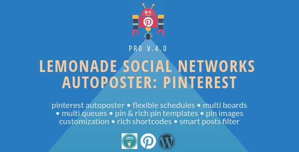 Lemonade Social Networks Autoposter: Pinterest PRO Preview Wordpress Plugin - Rating, Reviews, Demo & Download