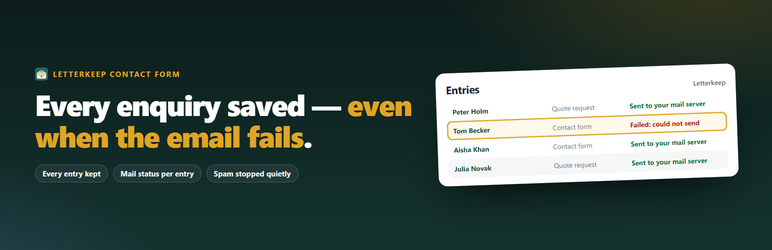 Letterkeep Contact Form Preview Wordpress Plugin - Rating, Reviews, Demo & Download