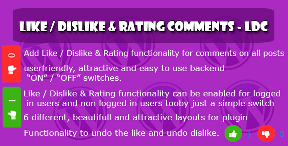 Like Dislike & Rating Comments – LDC Preview Wordpress Plugin - Rating, Reviews, Demo & Download