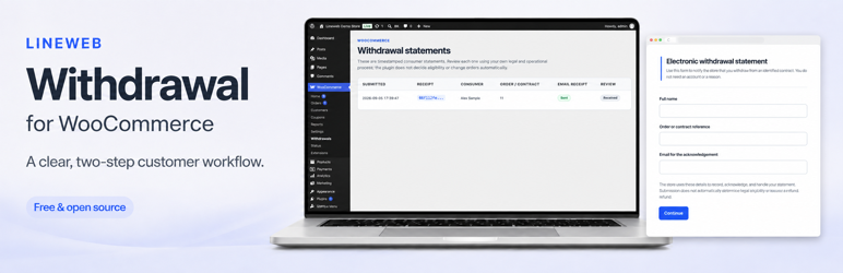 Lineweb Withdrawal For WooCommerce Preview Wordpress Plugin - Rating, Reviews, Demo & Download