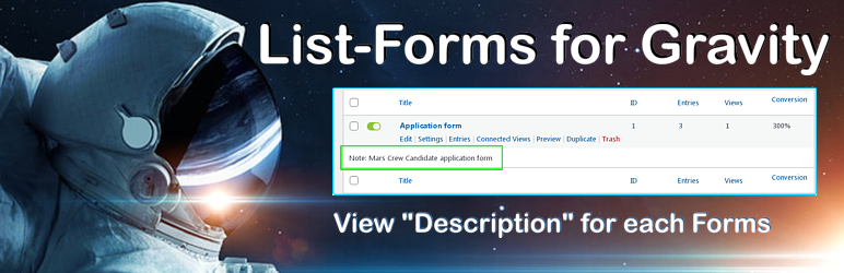 List-Forms For Gravity Preview Wordpress Plugin - Rating, Reviews, Demo & Download