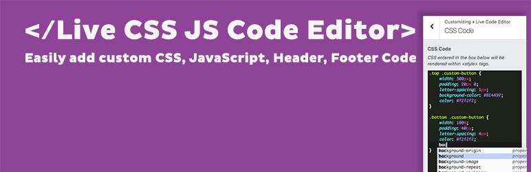 Live Custom CSS JS Code Editor Preview Wordpress Plugin - Rating, Reviews, Demo & Download