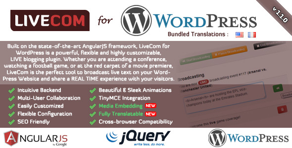 LiveCom For WordPress – A Live Blogging Plugin Preview - Rating, Reviews, Demo & Download