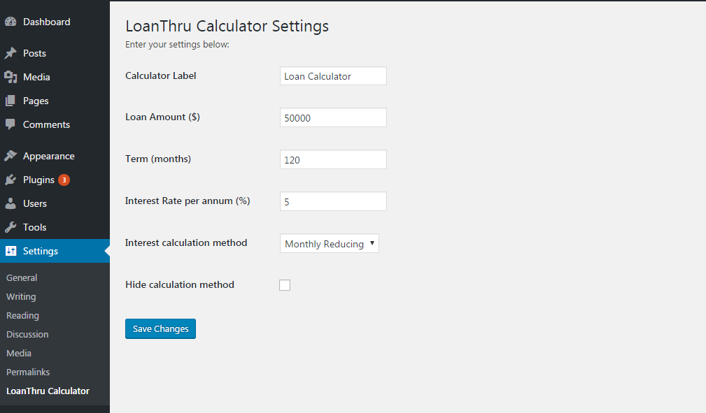 LoanThru Calculator Preview Wordpress Plugin - Rating, Reviews, Demo & Download