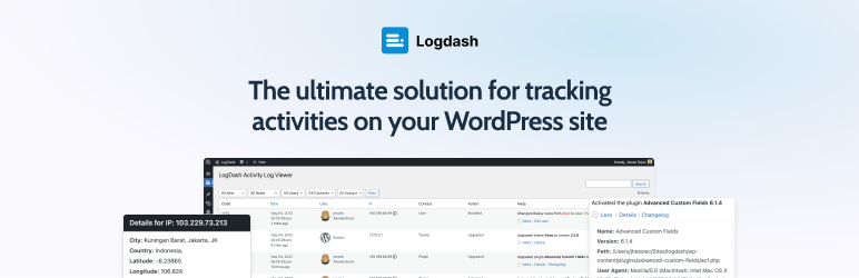 LogDash Activity Log Preview Wordpress Plugin - Rating, Reviews, Demo & Download