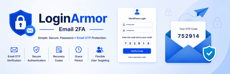 LoginArmor – Email 2FA Preview Wordpress Plugin - Rating, Reviews, Demo & Download