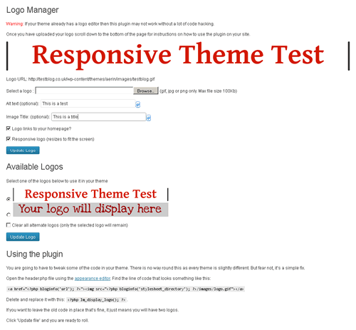 Logo Manager Preview Wordpress Plugin - Rating, Reviews, Demo & Download