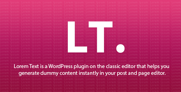 Lorem Text – WordPress Plugin – Classic Editor Addon Preview - Rating, Reviews, Demo & Download