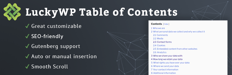 LuckyWP Table Of Contents Preview Wordpress Plugin - Rating, Reviews, Demo & Download
