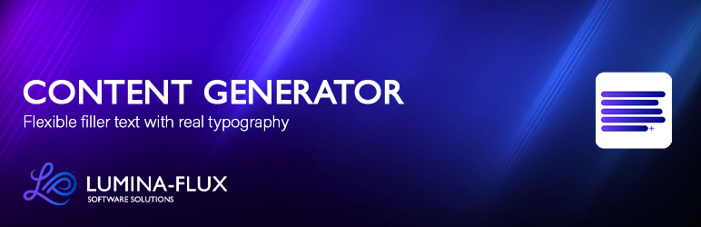 Lumina-Flux Content Generator Preview Wordpress Plugin - Rating, Reviews, Demo & Download