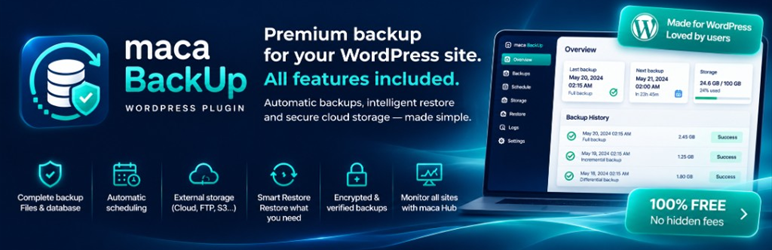 Maca BackUp Preview Wordpress Plugin - Rating, Reviews, Demo & Download