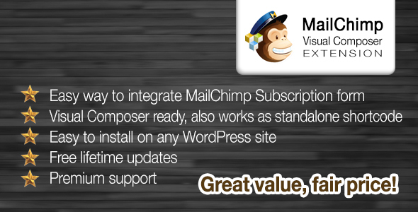 MailChimp Subscribe Form Visual Composer Extension Preview Wordpress Plugin - Rating, Reviews, Demo & Download