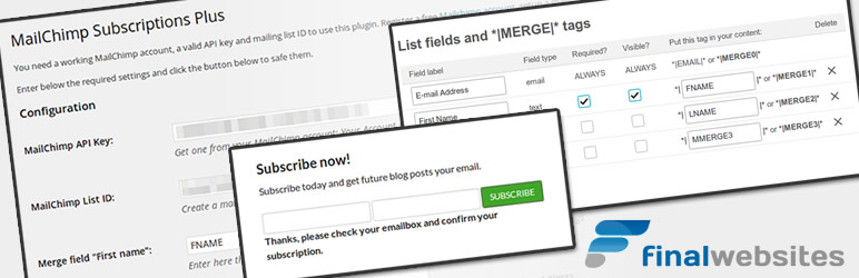 MailChimp Subscription Plus Preview Wordpress Plugin - Rating, Reviews, Demo & Download