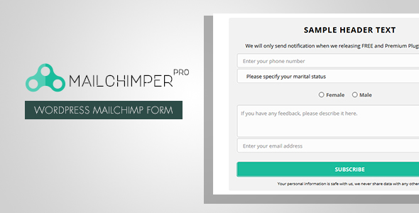 MailChimper PRO – WordPress MailChimp Signup Form Plugin Preview - Rating, Reviews, Demo & Download