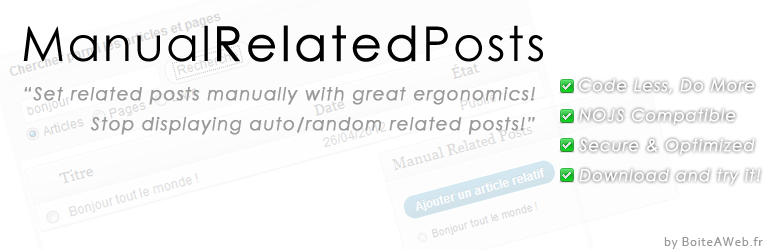 Manual Related Posts Preview Wordpress Plugin - Rating, Reviews, Demo & Download