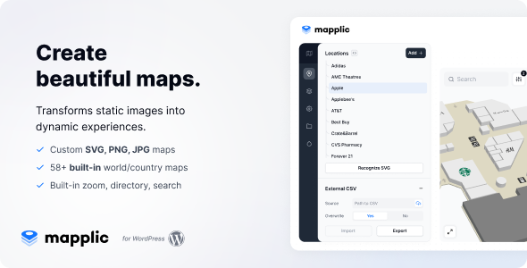 Mapplic – Custom Interactive Map WordPress Plugin Preview - Rating, Reviews, Demo & Download