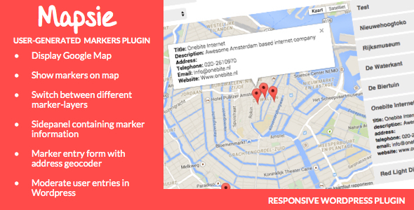 Mapsie – User-generated Markers Plugin Preview - Rating, Reviews, Demo & Download