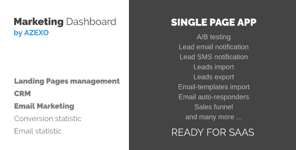 Marketing Dashboard – Landing Pages Management, CRM, Email Marketing Preview Wordpress Plugin - Rating, Reviews, Demo & Download
