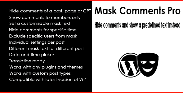 Mask Comments Pro Preview Wordpress Plugin - Rating, Reviews, Demo & Download