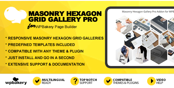 Masonry Hexagon Grid Gallery Pro Addon For WPBakery Page Builder Preview Wordpress Plugin - Rating, Reviews, Demo & Download