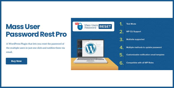 Mass Users Password Reset Pro Plugin For WordPress Preview - Rating, Reviews, Demo & Download