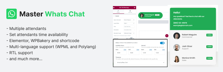 Master Whats Chat – A Social Chat Helper Preview Wordpress Plugin - Rating, Reviews, Demo & Download