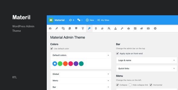 Materil – WordPress Material Design Admin Theme Preview - Rating, Reviews, Demo & Download