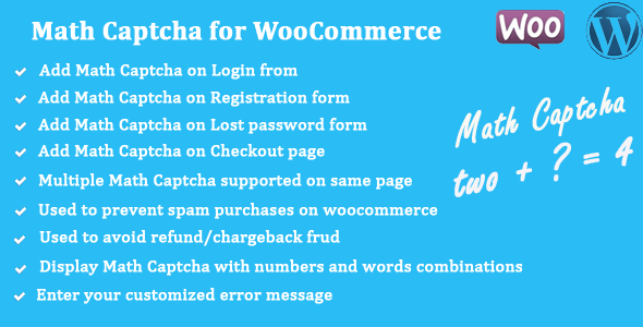 Math Captcha For WooCommerce Preview Wordpress Plugin - Rating, Reviews, Demo & Download