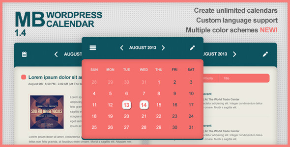 MB WordPress Calendar Preview - Rating, Reviews, Demo & Download