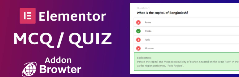 MCQ, Quiz, Question Addon For Elementor Preview Wordpress Plugin - Rating, Reviews, Demo & Download