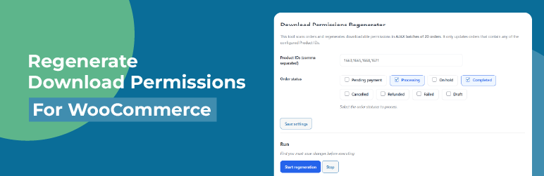 MCRPD Regenerate Download Permissions For Woocommerce Preview Wordpress Plugin - Rating, Reviews, Demo & Download