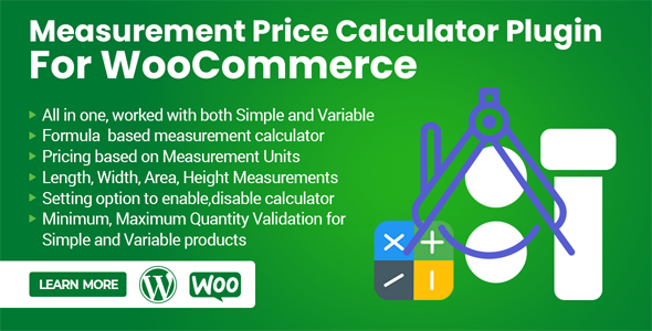 Measurement Price Calculator Plugin For WooCommerce Preview - Rating, Reviews, Demo & Download