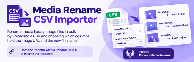 Media Rename CSV Importer Preview Wordpress Plugin - Rating, Reviews, Demo & Download