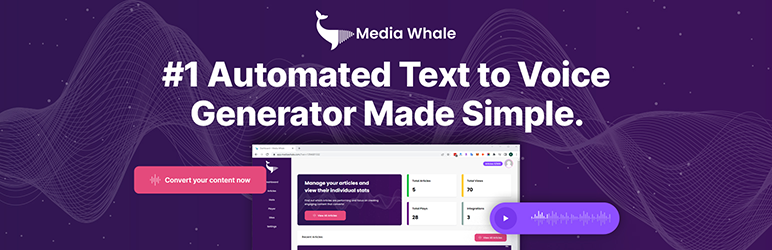 Media Whale – Text To Speech Automation Preview Wordpress Plugin - Rating, Reviews, Demo & Download