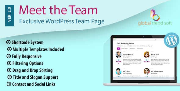 Meet The Team – Exclusive WordPress Team Page Preview - Rating, Reviews, Demo & Download