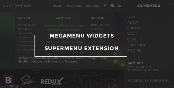 Megamenu Widgets – Supermenu Extension Preview Wordpress Plugin - Rating, Reviews, Demo & Download