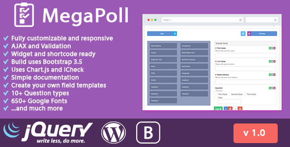 MegaPoll: Wordpress Poll And Survey Builder Plugin Preview - Rating, Reviews, Demo & Download