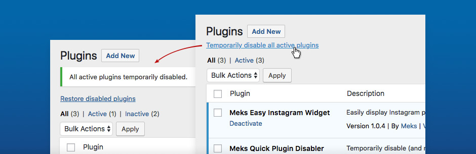 Meks Quick Plugin Disabler Preview - Rating, Reviews, Demo & Download