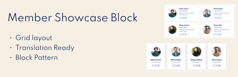 Member Showcase Block Preview Wordpress Plugin - Rating, Reviews, Demo & Download