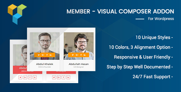 Member – Visual Composer Addon Preview Wordpress Plugin - Rating, Reviews, Demo & Download