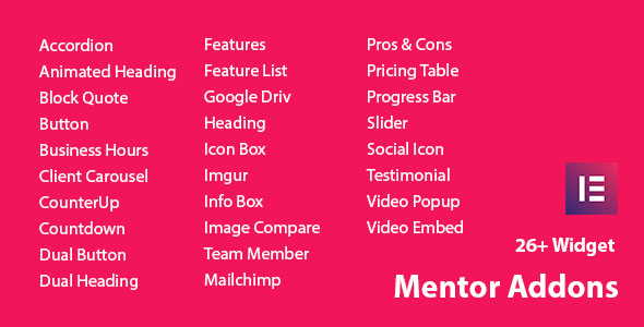 Mentor Addons – Addon For Elementor Page Builder Preview Wordpress Plugin - Rating, Reviews, Demo & Download