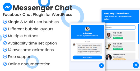 Messenger Chat Support WordPress Plugin Preview - Rating, Reviews, Demo & Download