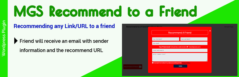 MGS Recommend To A Friend Preview Wordpress Plugin - Rating, Reviews, Demo & Download