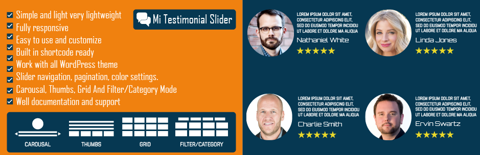 Mi Testimonial Slider Preview Wordpress Plugin - Rating, Reviews, Demo & Download