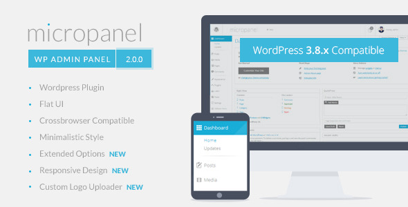 Micropanel 2 – FLAT WordPress Admin Theme Preview - Rating, Reviews, Demo & Download